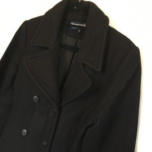 Herman Kay Wool Blend Peacoat, Black, Medium